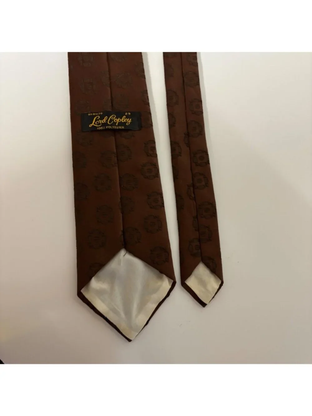 Lord Copley Polyester Brown Tie Geometric Mens Necktie Office Work Gift Vintage